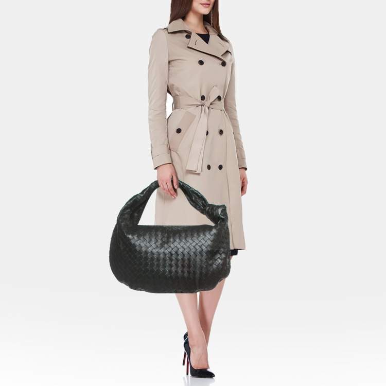 Pre Owned Bottega Veneta Black Intrecciato Leather Medium Jodie Hobo