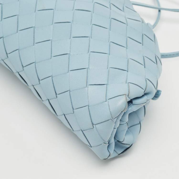 Pre Owned Bottega Veneta Light Blue Intrecciato Leather Mini The Pouch Bag