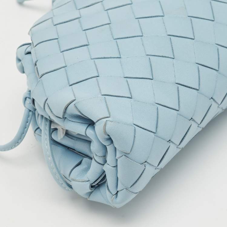 Pre Owned Bottega Veneta Light Blue Intrecciato Leather Mini The Pouch Bag