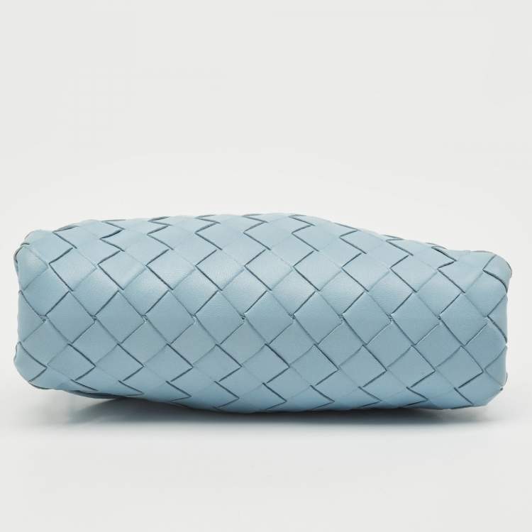 Pre Owned Bottega Veneta Light Blue Intrecciato Leather Mini The Pouch Bag