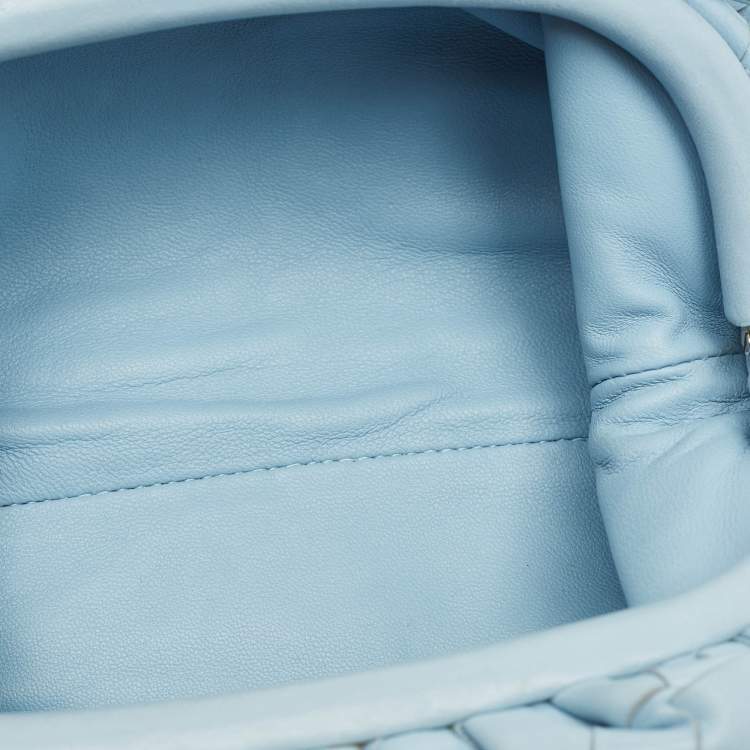 Pre Owned Bottega Veneta Light Blue Intrecciato Leather Mini The Pouch Bag