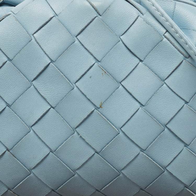 Pre Owned Bottega Veneta Light Blue Intrecciato Leather Mini The Pouch Bag