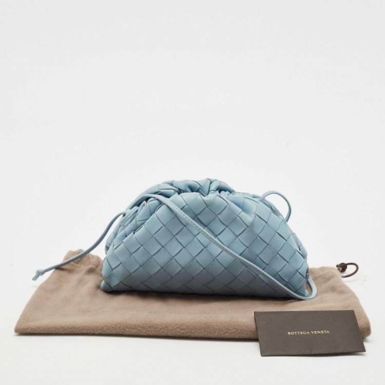 Pre Owned Bottega Veneta Light Blue Intrecciato Leather Mini The Pouch Bag