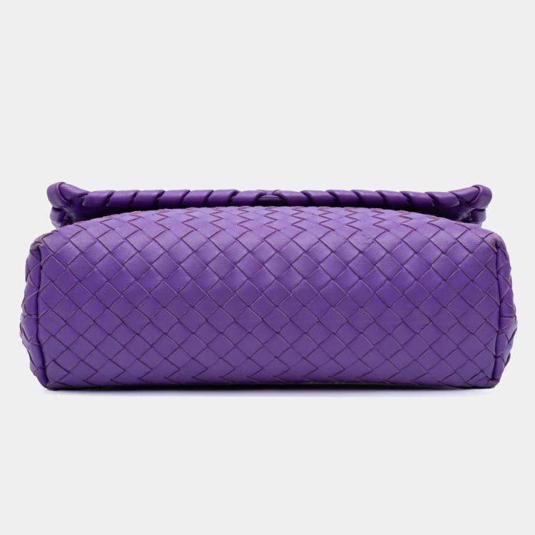 Pre Owned Bottega Veneta Purple Small Nappa Intrecciato Olimpia Shoulder Bag