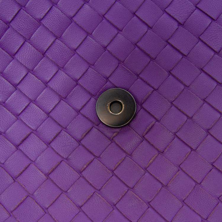 Pre Owned Bottega Veneta Purple Small Nappa Intrecciato Olimpia Shoulder Bag