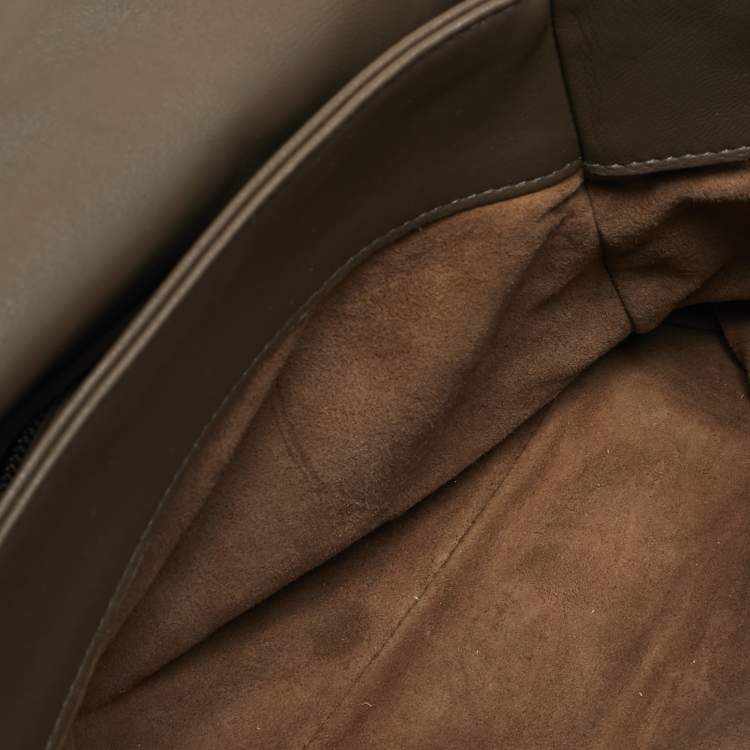 Pre Owned Bottega Veneta Beige Intrecciato Leather Medium Olimpia Shoulder Bag