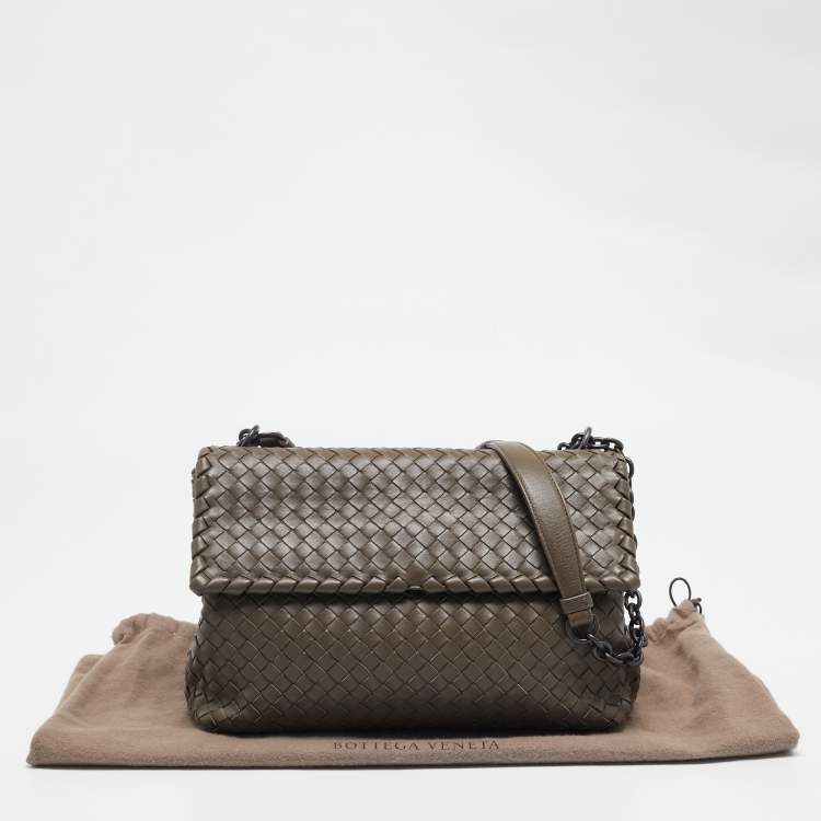 Pre Owned Bottega Veneta Beige Intrecciato Leather Medium Olimpia Shoulder Bag