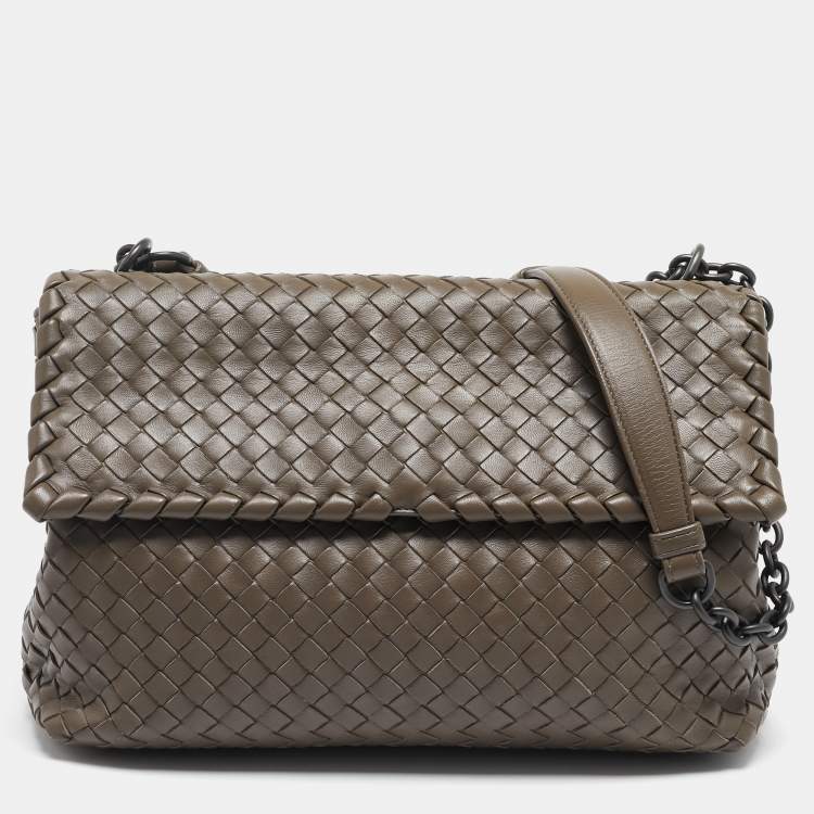 Pre Owned Bottega Veneta Beige Intrecciato Leather Medium Olimpia Shoulder Bag