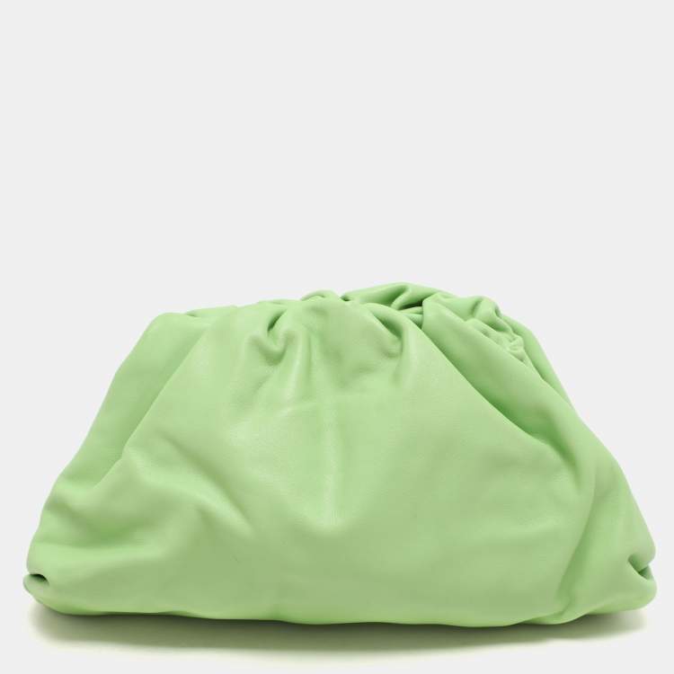 Pre Owned Bottega Veneta Green Leather Pouch Bag