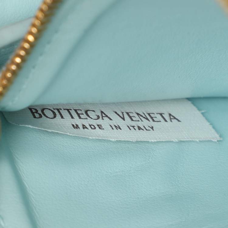 Pre Owned Bottega Veneta Blue Intrecciato Leather Zip Around Wallet