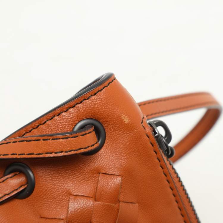 Pre Owned Bottega Veneta Tan Intrecciato Leather Fringe Detail Crossbody Bag