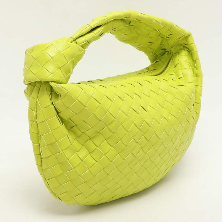 Pre Owned Bottega Veneta Kiwi Intrecciato Leather Teen Jodie Hobo