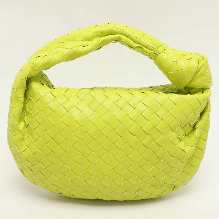Pre Owned Bottega Veneta Kiwi Intrecciato Leather Teen Jodie Hobo