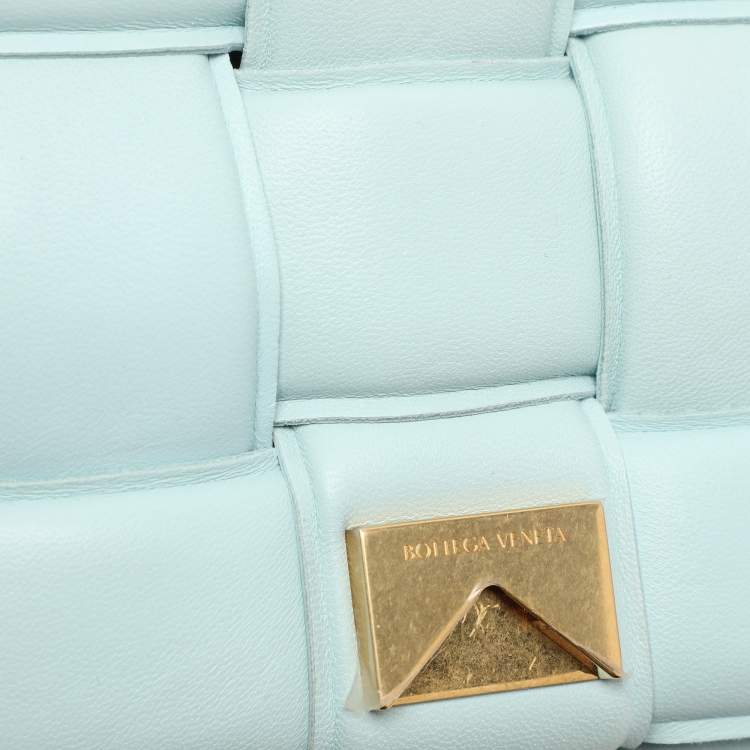 Pre Owned Bottega Veneta Blue Padded Intrecciato Leather Chain Cassette Shoulder Bag