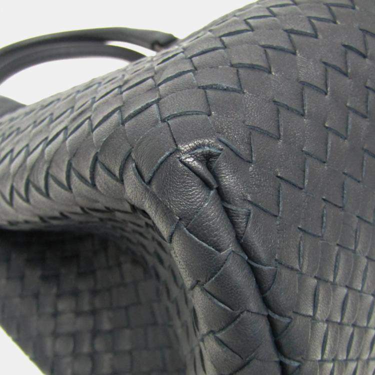 Pre Owned Bottega Veneta Navy Blue Intrecciato Leather Tote Bag