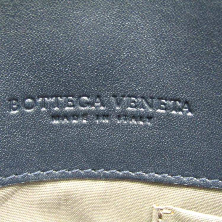 Pre Owned Bottega Veneta Navy Blue Intrecciato Leather Tote Bag
