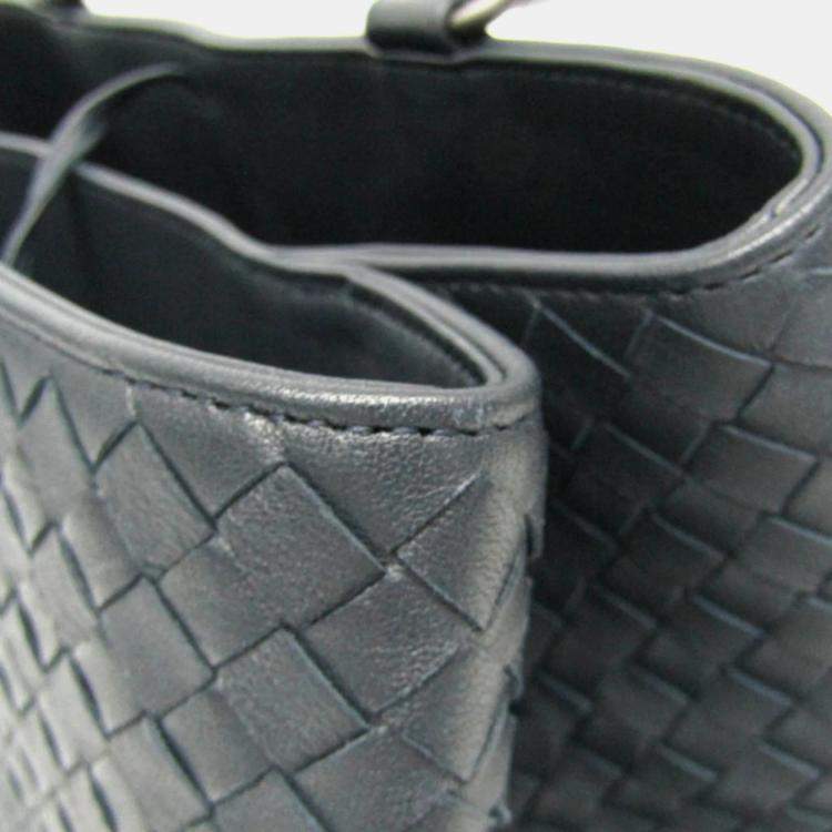 Pre Owned Bottega Veneta Navy Blue Intrecciato Leather Tote Bag