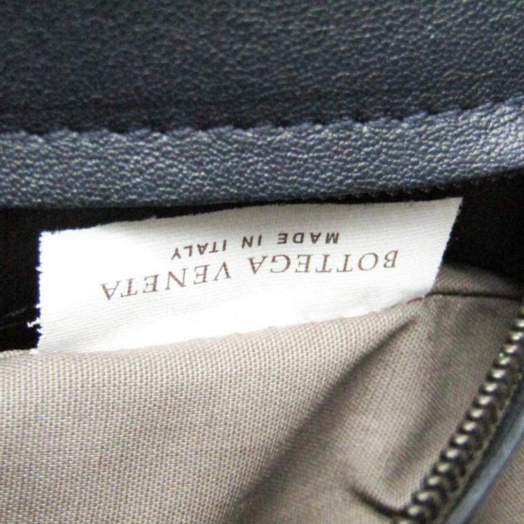 Pre Owned Bottega Veneta Navy Blue Intrecciato Leather Tote Bag