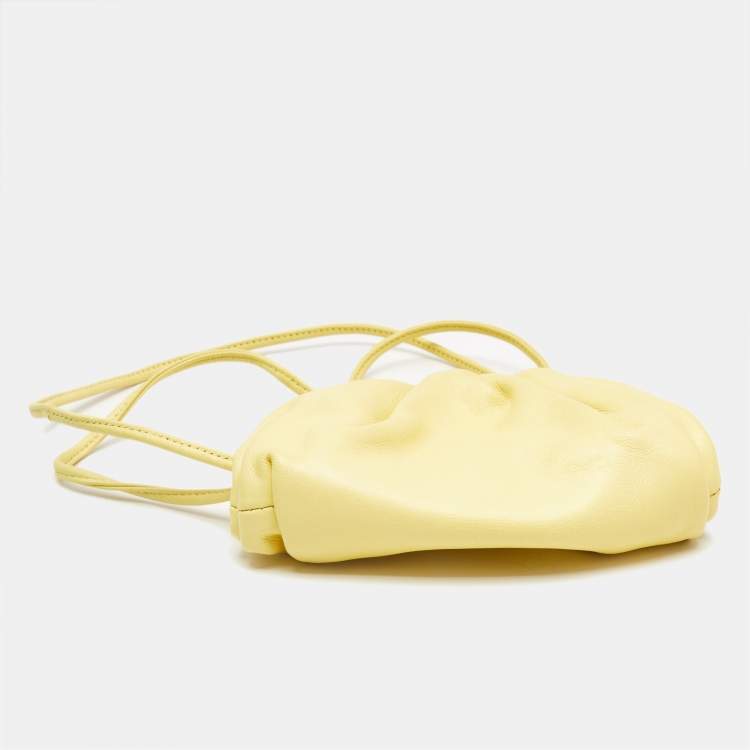 Pre Owned Bottega Veneta Yellow Leather Extra Mini The Pouch Bag