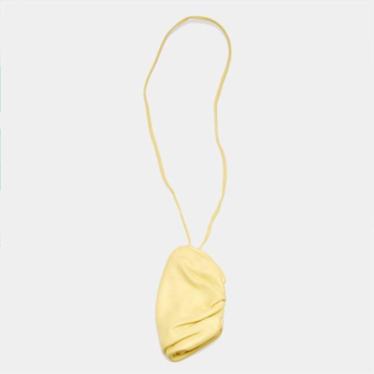 Pre Owned Bottega Veneta Yellow Leather Extra Mini The Pouch Bag