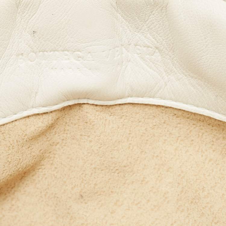 Pre Owned Bottega Veneta White Intrecciato Leather Frame Pochette Bag