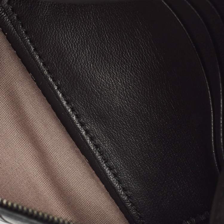 Pre Owned Bottega Veneta Black Intrecciato Leather Mini Flap Chain Crossbody Bag