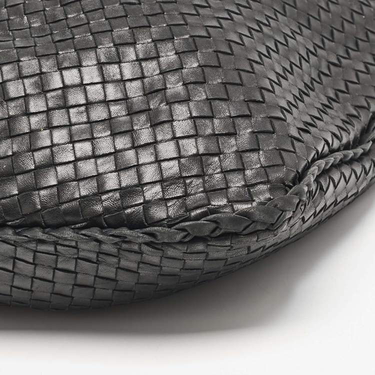 Pre Owned Bottega Veneta Black Intrecciato Leather Maxi Veneta Hobo 