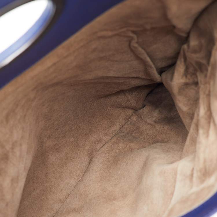 Pre Owned Bottega Veneta Blue Intrecciato Leather Twist Lock Flap Clutch