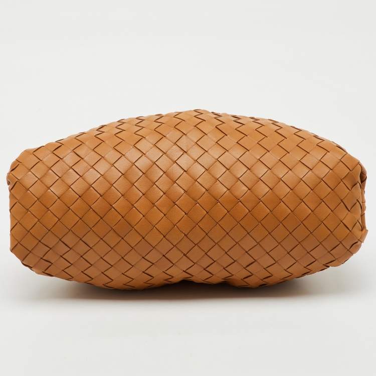 Pre Owned Bottega Veneta Brown Intrecciato Leather Pouch Clutch