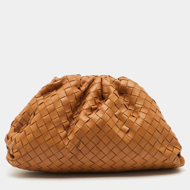Pre Owned Bottega Veneta Brown Intrecciato Leather Pouch Clutch