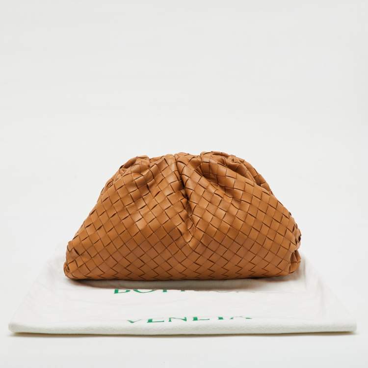 Pre Owned Bottega Veneta Brown Intrecciato Leather Pouch Clutch
