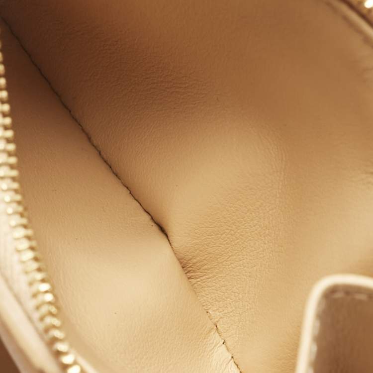 Pre Owned Bottega Veneta Beige Leather Intrecciato Cassette Zip Trifold Wallet