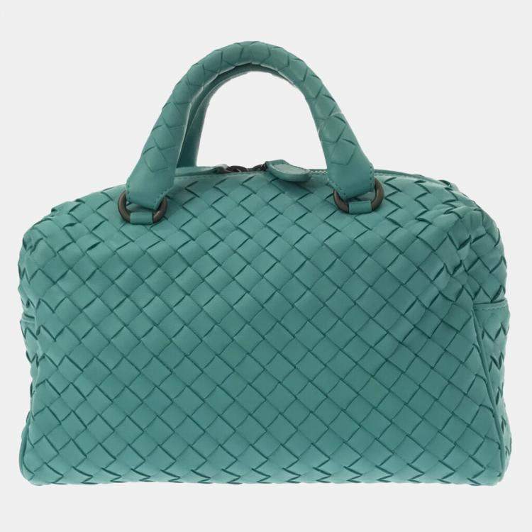 Pre Owned Bottega Veneta Blue Intrecciato Satchel
