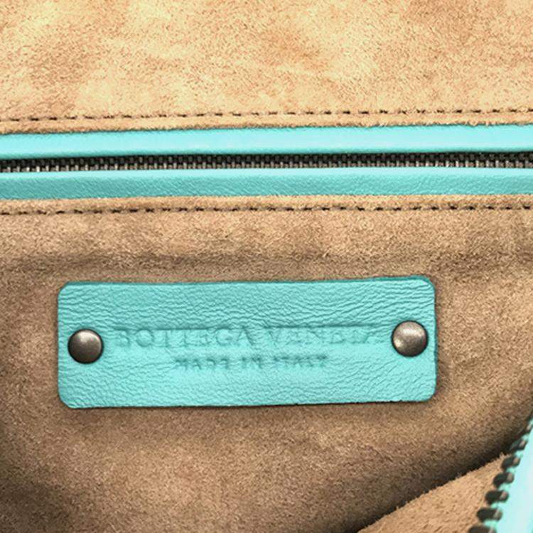 Pre Owned Bottega Veneta Blue Intrecciato Satchel