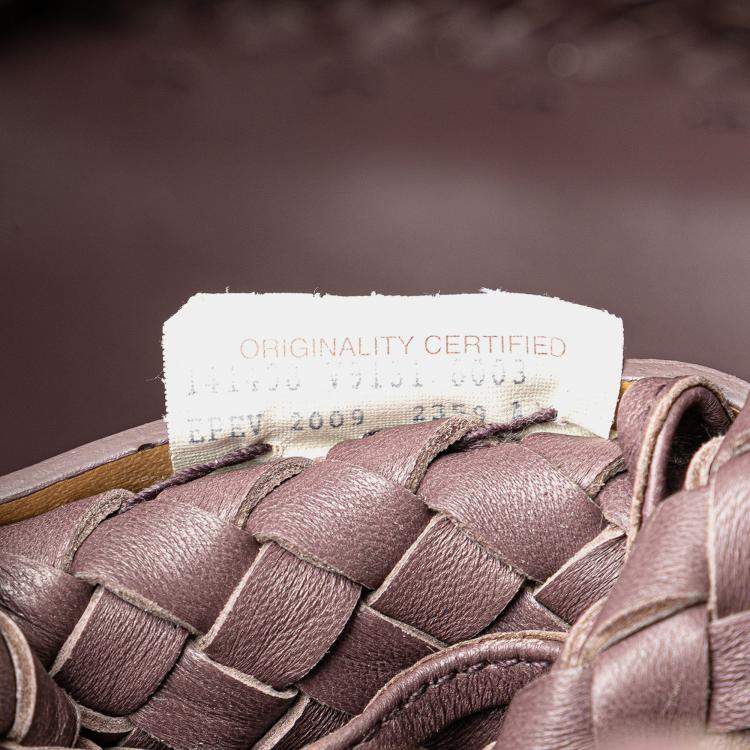 Pre Owned Bottega Veneta Purple Lambskin Intreccio Cabat Mini Tote