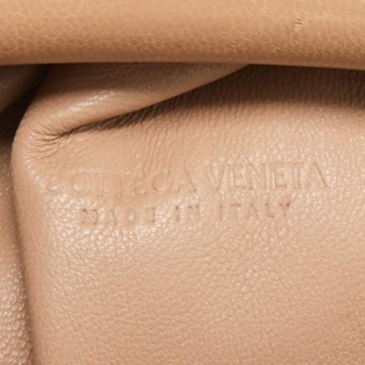 Pre Owned Bottega Veneta Beige Intrecciato Leather Mini The Pouch 