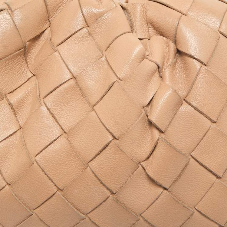 Pre Owned Bottega Veneta Beige Intrecciato Leather Mini The Pouch 