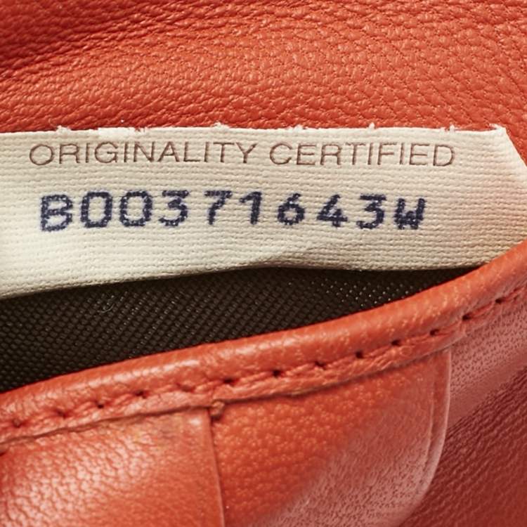 Pre Owned Bottega Veneta Orange Intrecciato Leather Compact Wallet