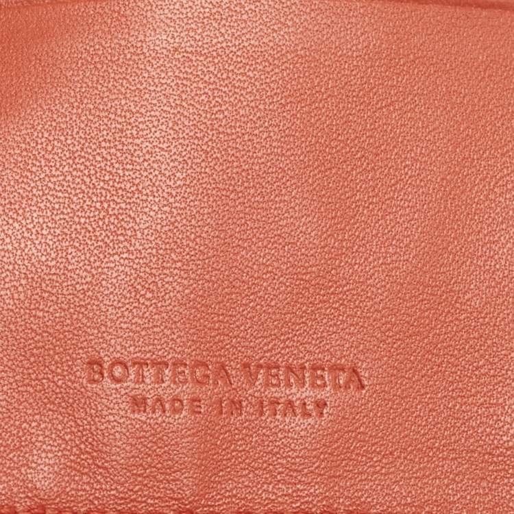 Pre Owned Bottega Veneta Orange Intrecciato Leather Compact Wallet