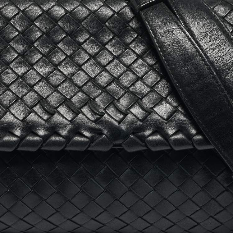 Pre Owned Bottega Veneta Black Intrecciato Leather Small Olimpia Shoulder Bag