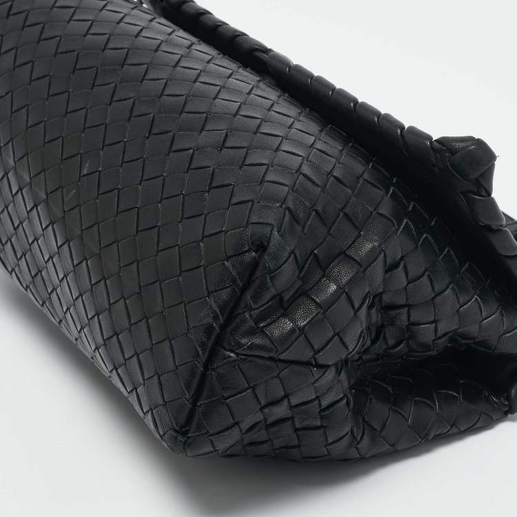 Pre Owned Bottega Veneta Black Intrecciato Leather Small Olimpia Shoulder Bag