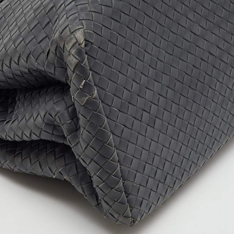 Pre Owned Bottega Veneta Grey Intrecciato Leather Medium Roma Tote