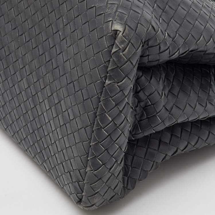 Pre Owned Bottega Veneta Grey Intrecciato Leather Medium Roma Tote