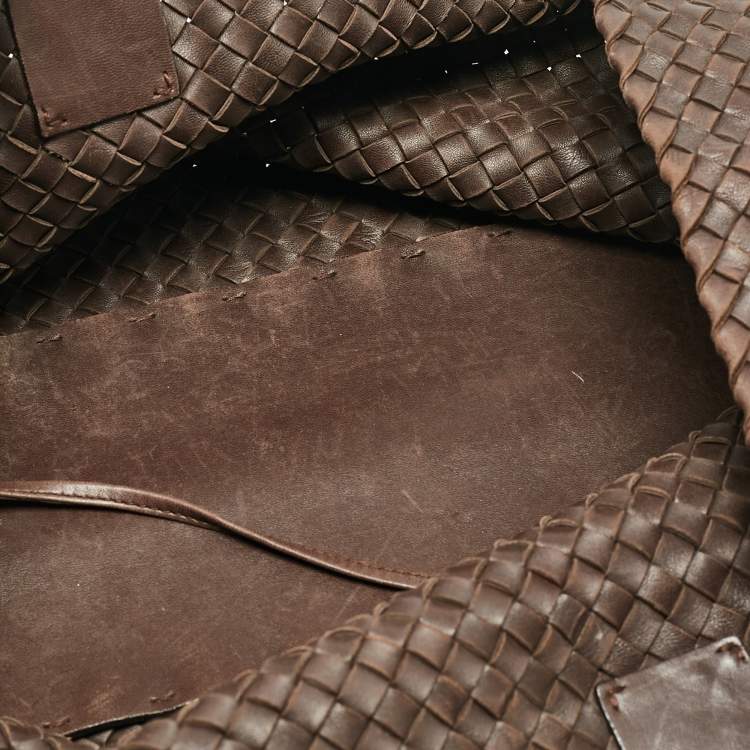 Pre Owned Bottega Veneta Cacao Intrecciato Leather Medium Cabat Tote 