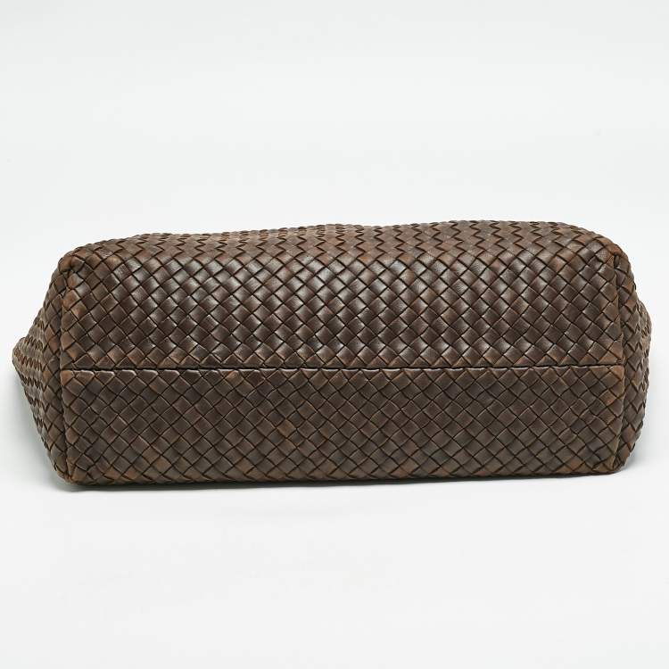 Pre Owned Bottega Veneta Cacao Intrecciato Leather Medium Cabat Tote 