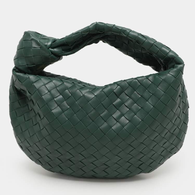 Pre Owned Bottega Veneta Green Intrecciato Leather Teen Jodie Hobo