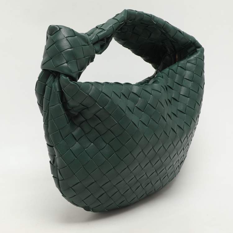 Pre Owned Bottega Veneta Green Intrecciato Leather Teen Jodie Hobo