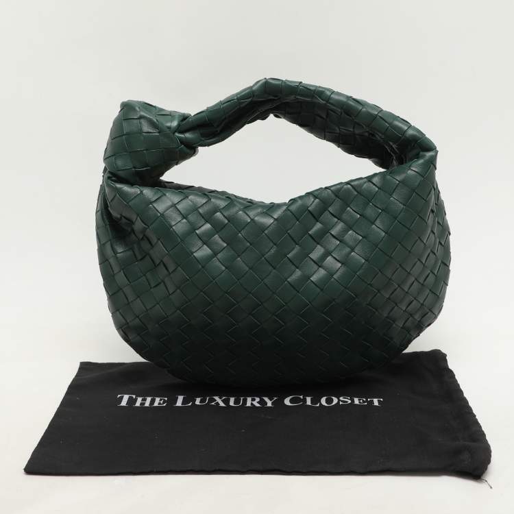 Pre Owned Bottega Veneta Green Intrecciato Leather Teen Jodie Hobo