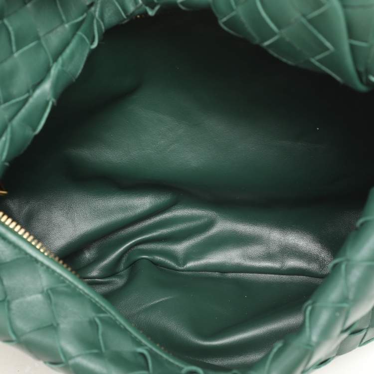 Pre Owned Bottega Veneta Green Intrecciato Leather Teen Jodie Hobo
