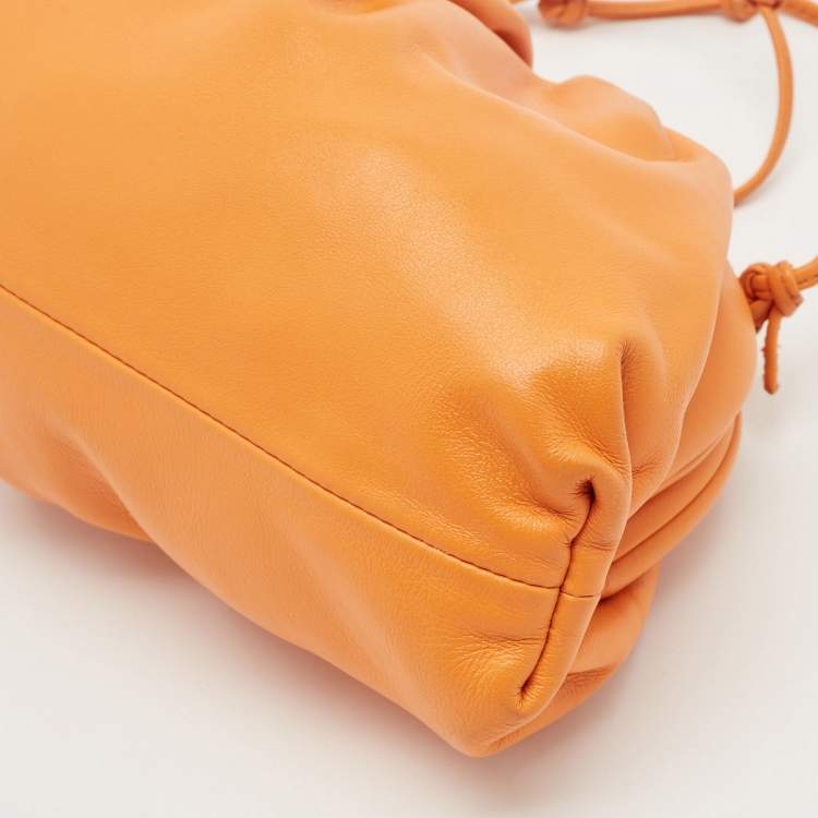 Pre Owned Bottega Veneta Orange Leather Mini The Pouch Bag